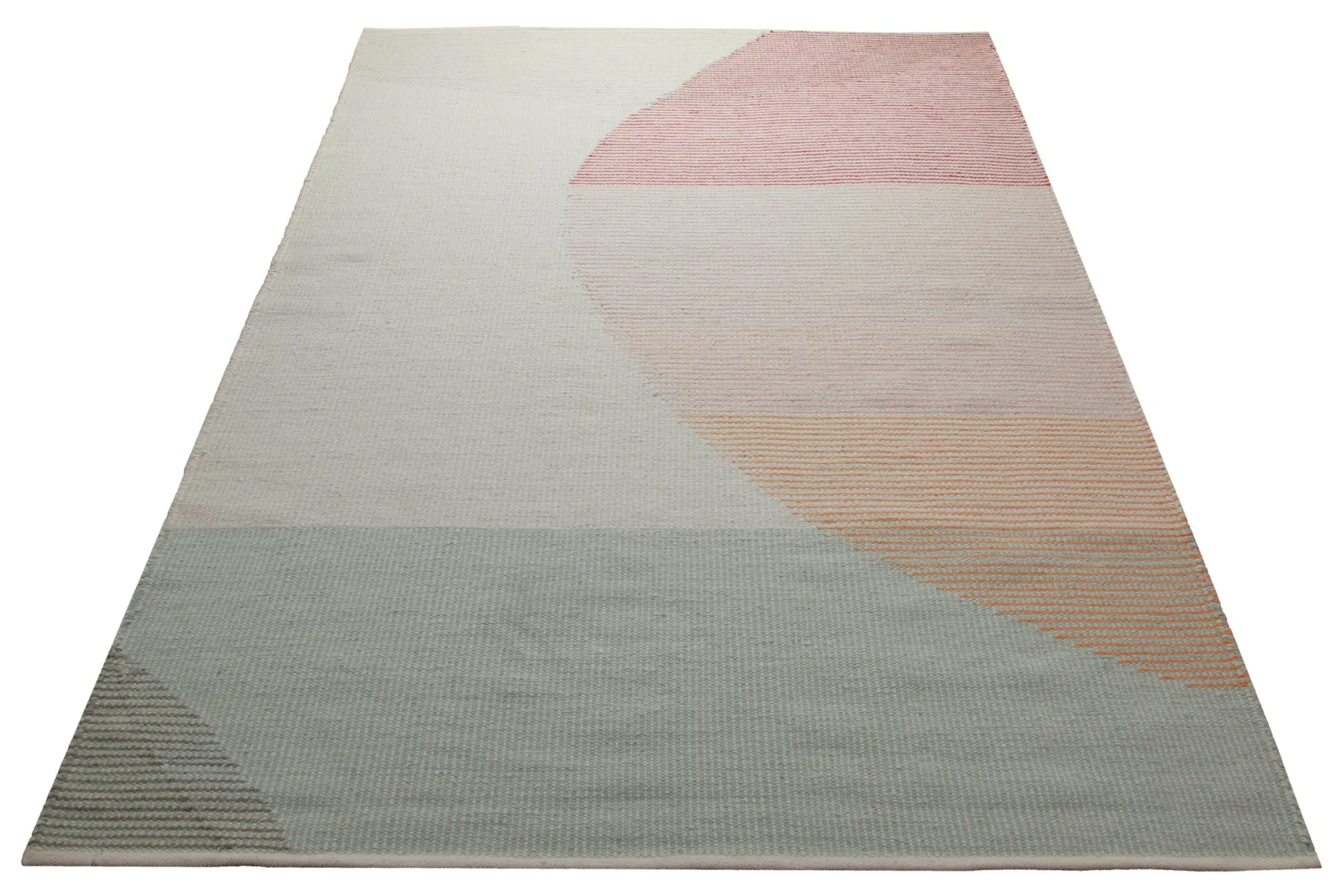 160x230 Teppich Wohnzimmer Sanfte Geometrie – Skandi-Handwebteppich mit Pastellakzent