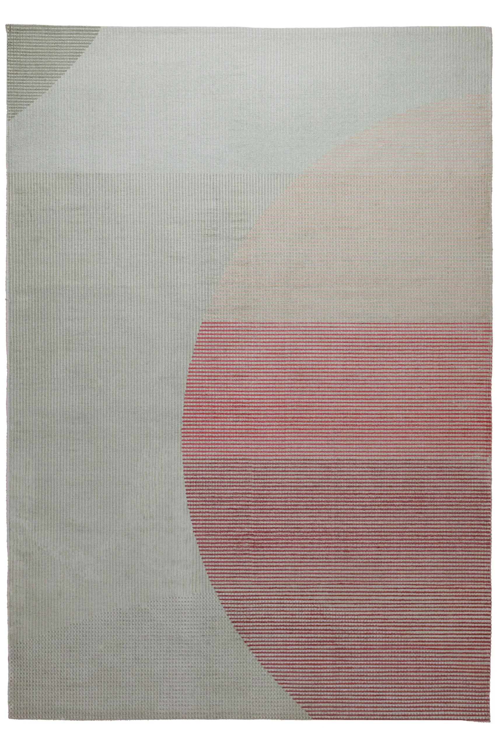 160x230 Teppich Wohnzimmer Sanfte Geometrie – Skandi-Handwebteppich mit Pastellakzent