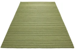 160x230 Teppich Wohnzimmer Strickoptik in Frischgrün – Handwebteppich mit Cosy-Faktor