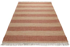 160x230 Teppich Wohnzimmer Terrakotta-Streifen – Sonnenwarmer Naturfaserteppich