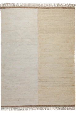 160x230 Teppich WohnzimmerZwei Hälften, ein Ton – Reduzierter Naturteppich in Creme und Sand
