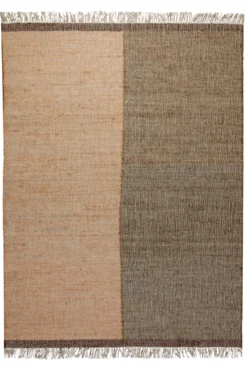 160x230 Teppich Wohnzimmer Zwei Welten, ein Teppich – Naturfaser-Diptychon in Apricot und Erde